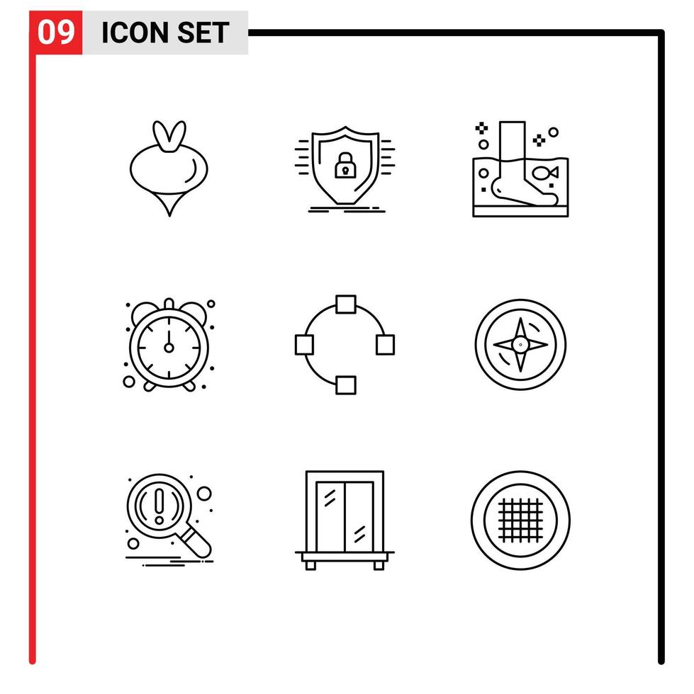 9 User Interface Outline Pack of modern Signs and Symbols of open productivity shield efficiency therapy Editable Vector Design Elements