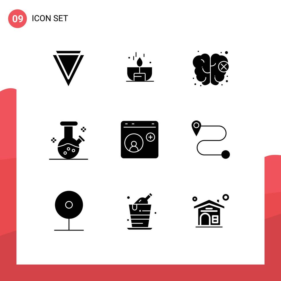 9 Solid Glyph concept for Websites Mobile and Apps help browser shine potion demo flask Editable Vector Design Elements