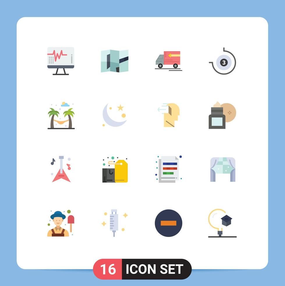 Set of 16 Modern UI Icons Symbols Signs for crescent park delivery hammock stop watch Editable Pack of Creative Vector Design Elements