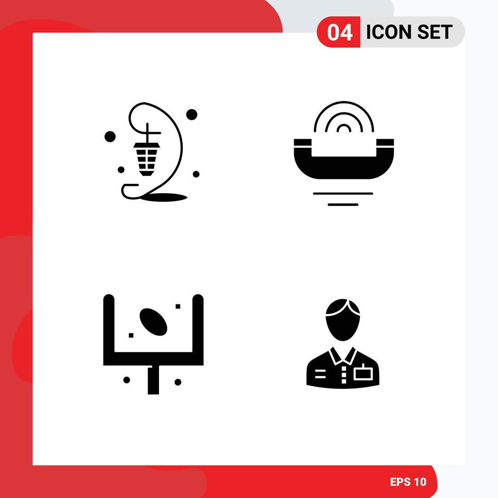 Pack of 4 Modern Solid Glyphs Signs and Symbols for Web Print Media such as lantern telephone lamp help field Editable Vector Design Elements