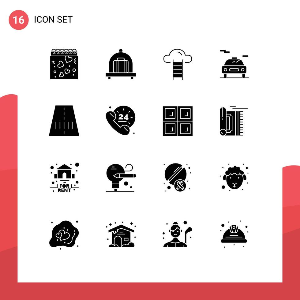 Modern Set of 16 Solid Glyphs and symbols such as call transport user route transport Editable Vector Design Elements