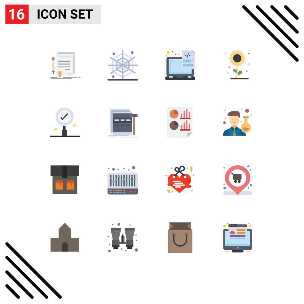 Set of 16 Vector Flat Colors on Grid for business plant device flower coding Editable Pack of Creative Vector Design Elements