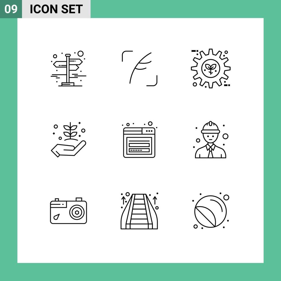 Stock Vector Icon Pack of 9 Line Signs and Symbols for nature garden eco farming setting Editable Vector Design Elements