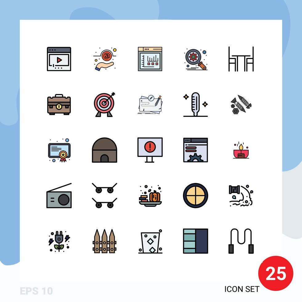 Group of 25 Filled line Flat Colors Signs and Symbols for desk search support optimization static Editable Vector Design Elements