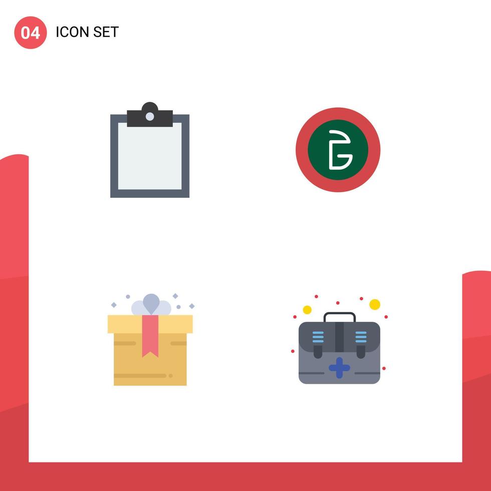 paquete de 4 iconos planos creativos de elementos de diseño vectorial editables de ayuda financiera de bangladesh de caja de almacenamiento intermedio vector