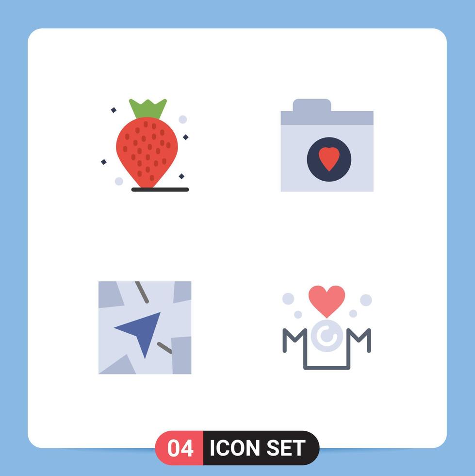 Group of 4 Modern Flat Icons Set for berry mom favorite gps inscription Editable Vector Design Elements