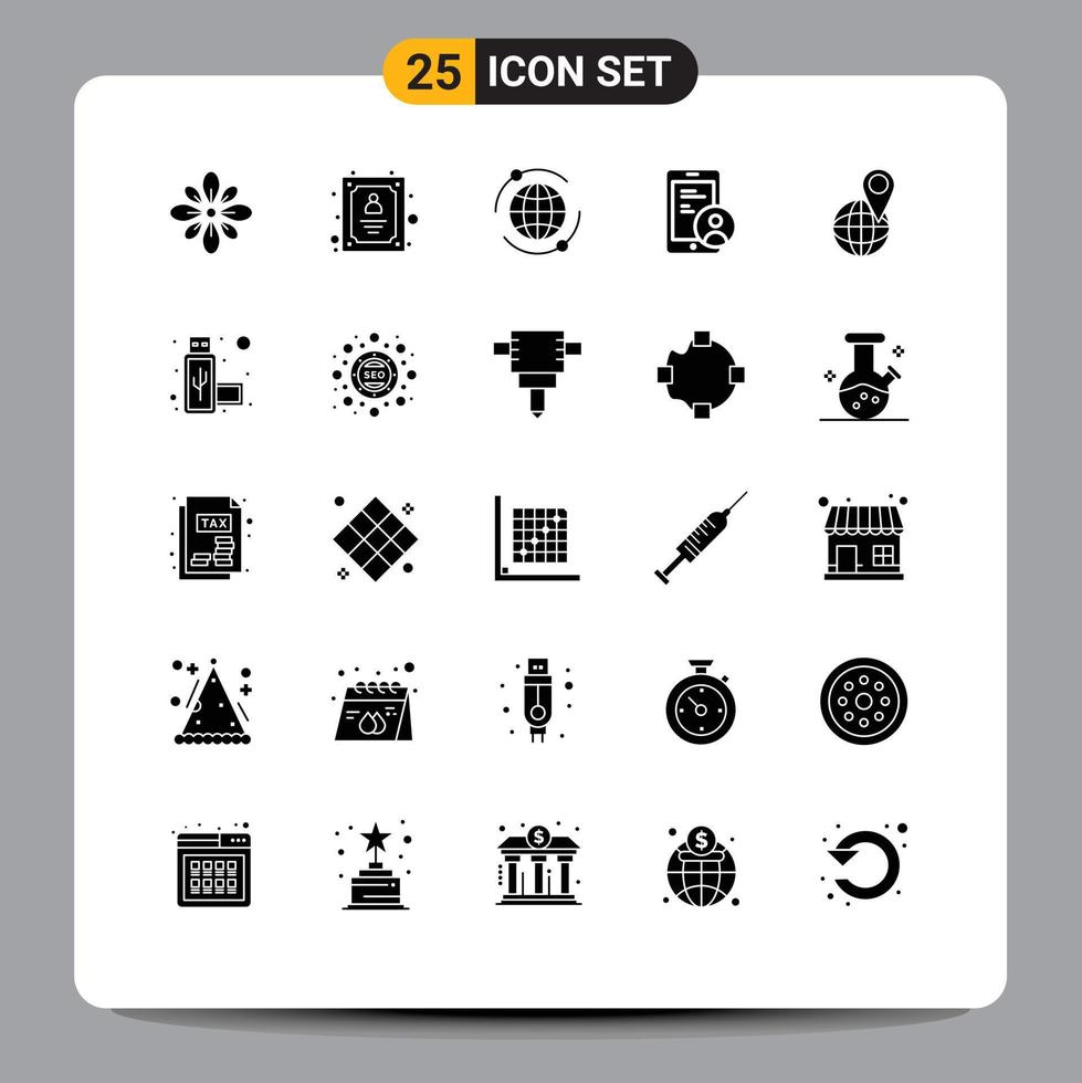 Stock Vector Icon Pack of 25 Line Signs and Symbols for global security employee secure online Editable Vector Design Elements