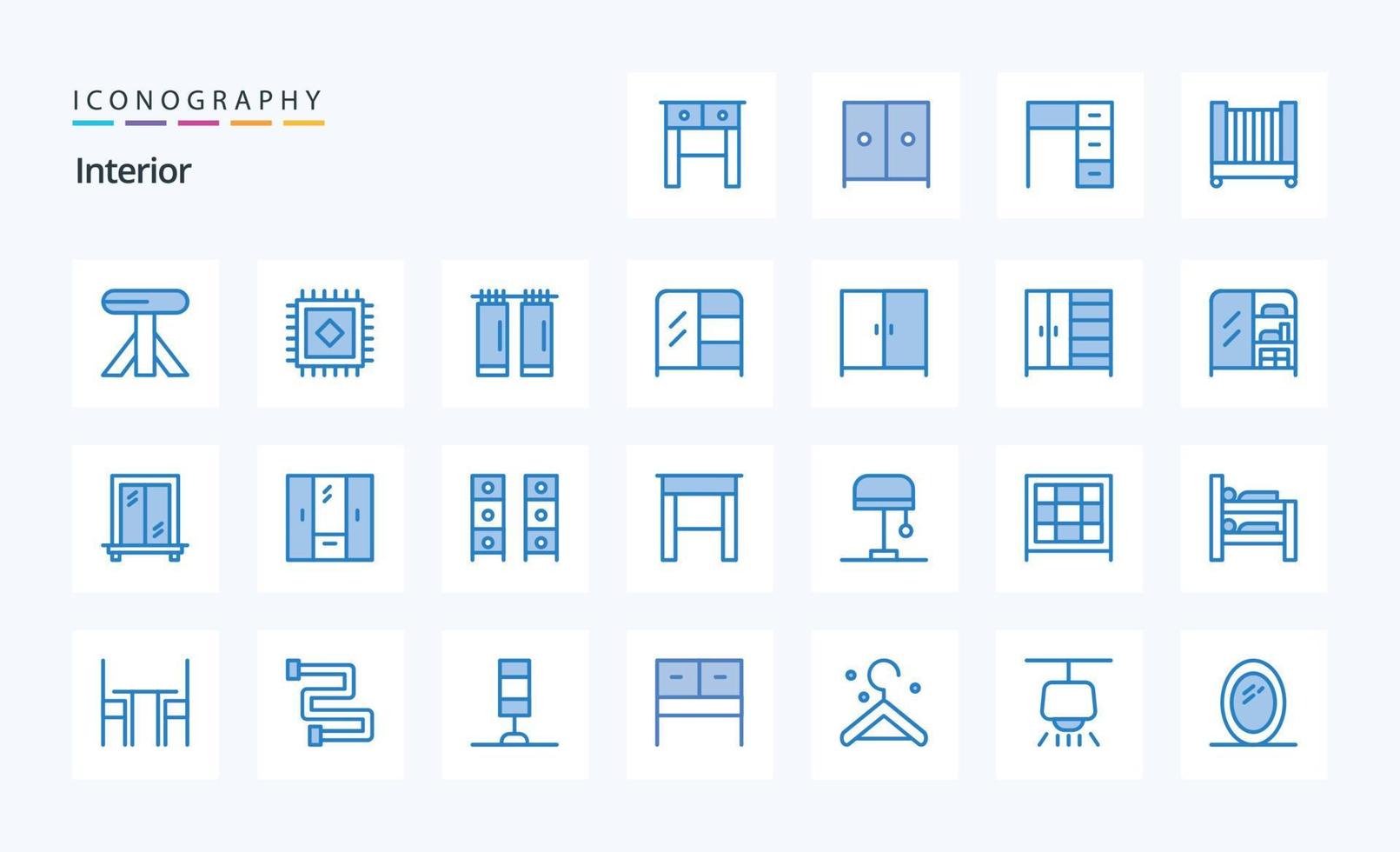 25 Interior Blue icon pack vector