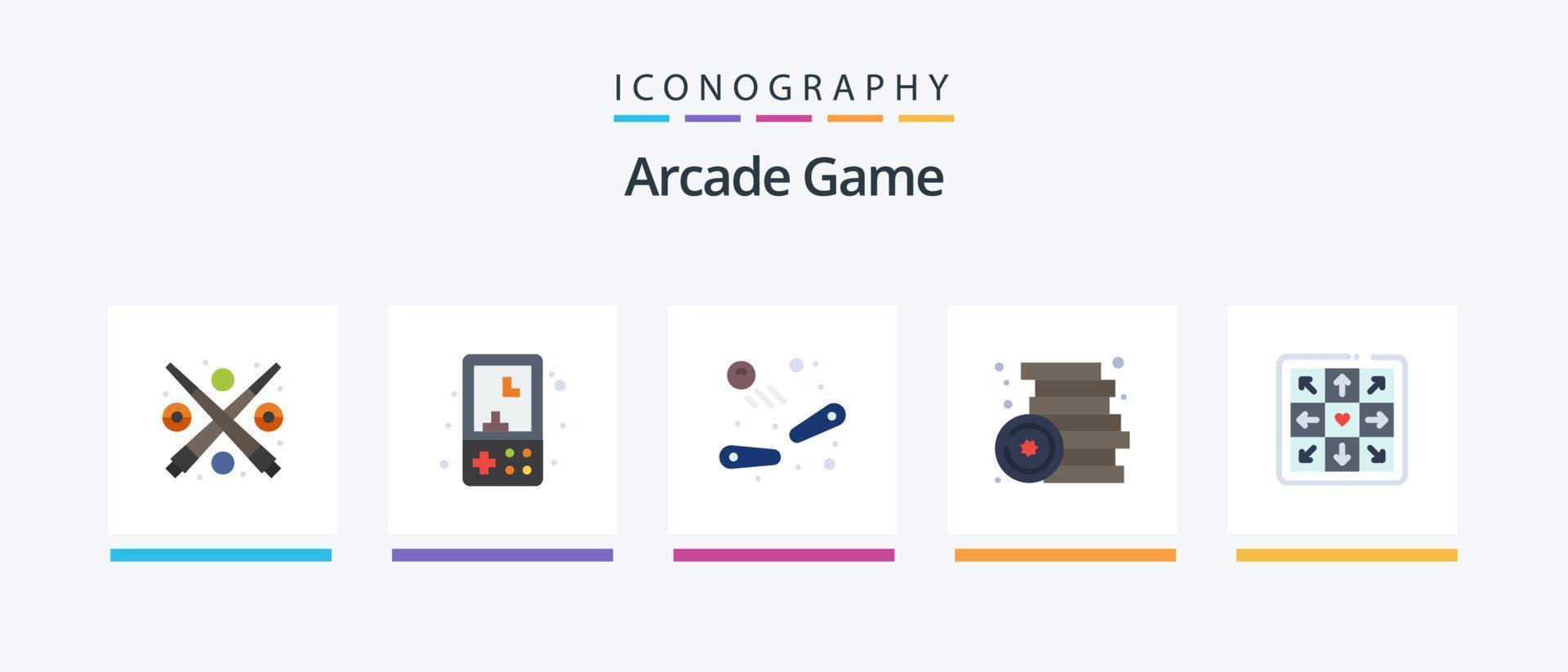 Arcade Flat 5 Icon Pack Including toys. party. play. games. play. Creative Icons Design vector