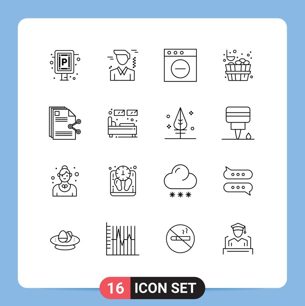 16 Creative Icons Modern Signs and Symbols of document sharing delete files stone Editable Vector Design Elements
