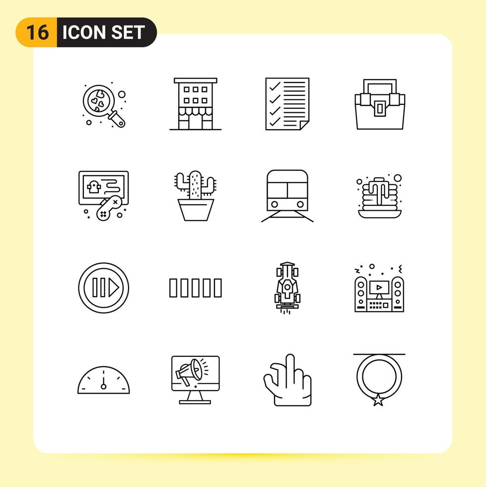 16 Creative Icons Modern Signs and Symbols of material box shops bag page Editable Vector Design Elements