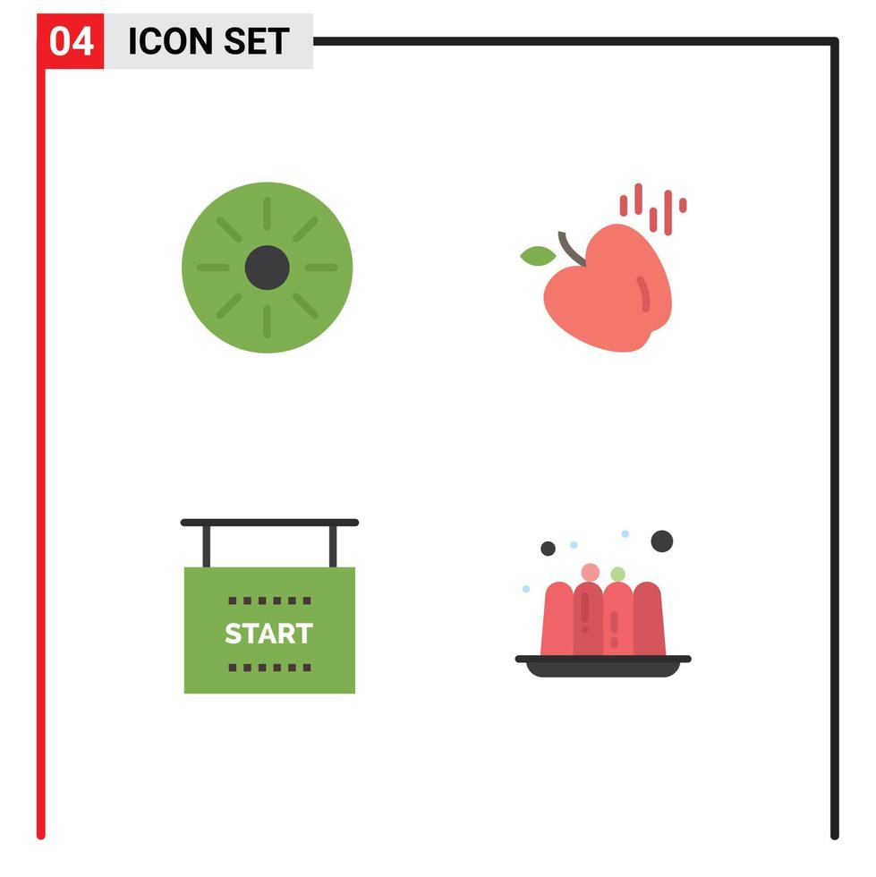 Pack of 4 Modern Flat Icons Signs and Symbols for Web Print Media such as drink races meal science cake Editable Vector Design Elements