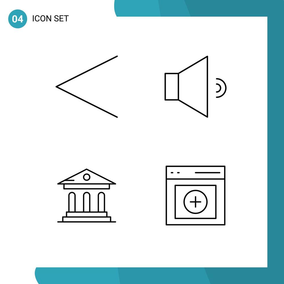 Modern Set of 4 Filledline Flat Colors and symbols such as arrow court sound university interface Editable Vector Design Elements