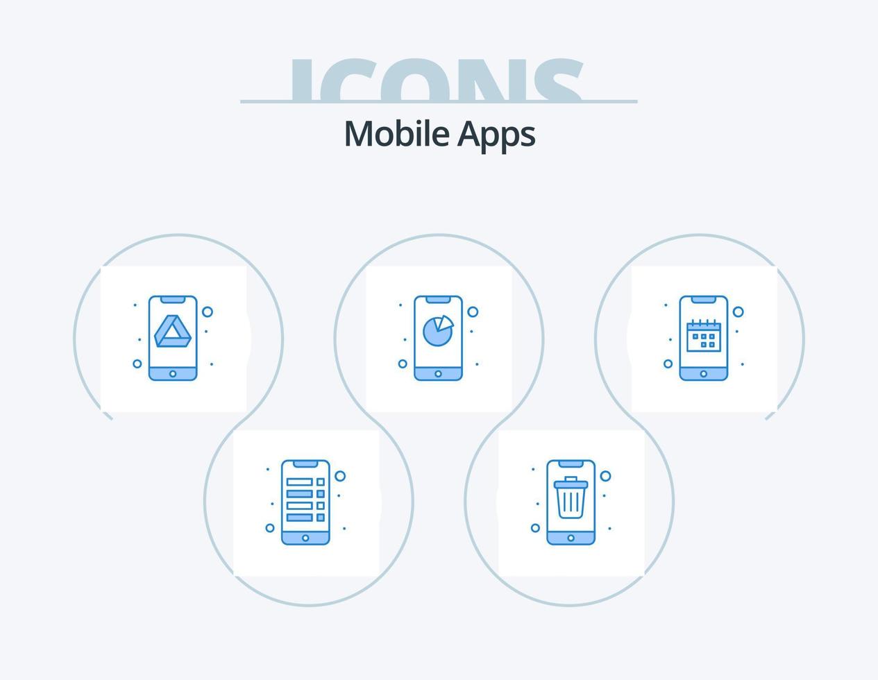 Mobile Apps Blue Icon Pack 5 Icon Design. agenda. interaction. smartphone. app. app vector