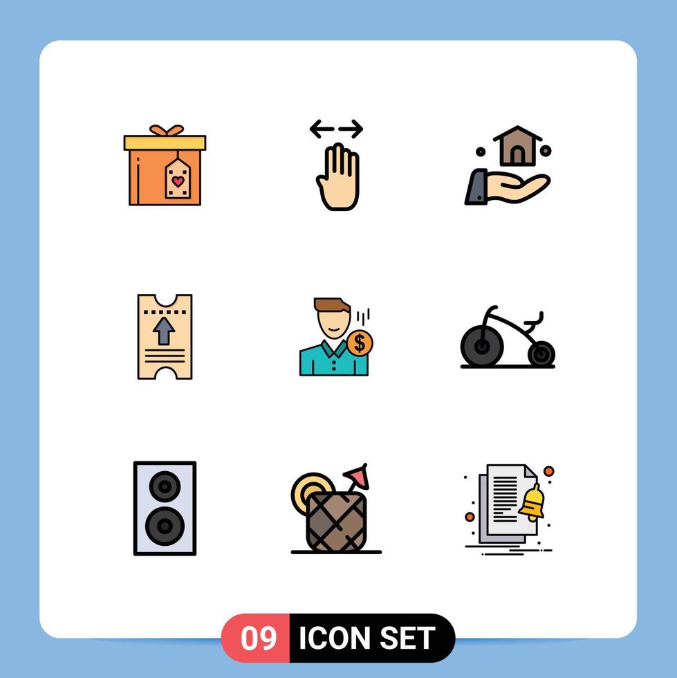 paquete de iconos de vector de stock de 9 signos y símbolos de línea para elementos de diseño de vector editables de boleto de hotel derecho de flecha de tarifa