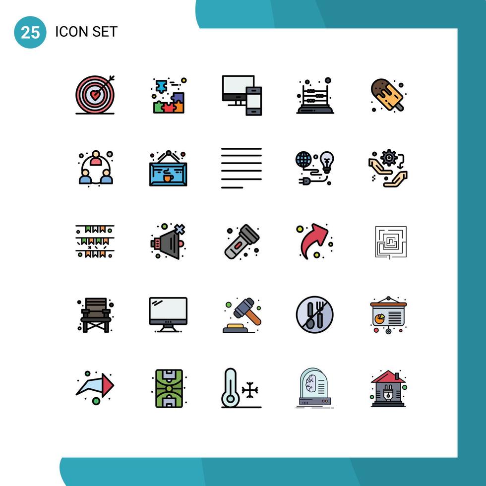 Modern Set of 25 Filled line Flat Colors and symbols such as mathematics kids piece game pc Editable Vector Design Elements
