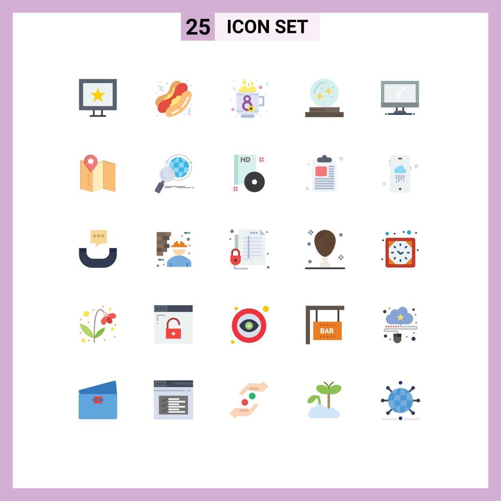 Set of 25 Vector Flat Colors on Grid for device computer hot star magic Editable Vector Design Elements