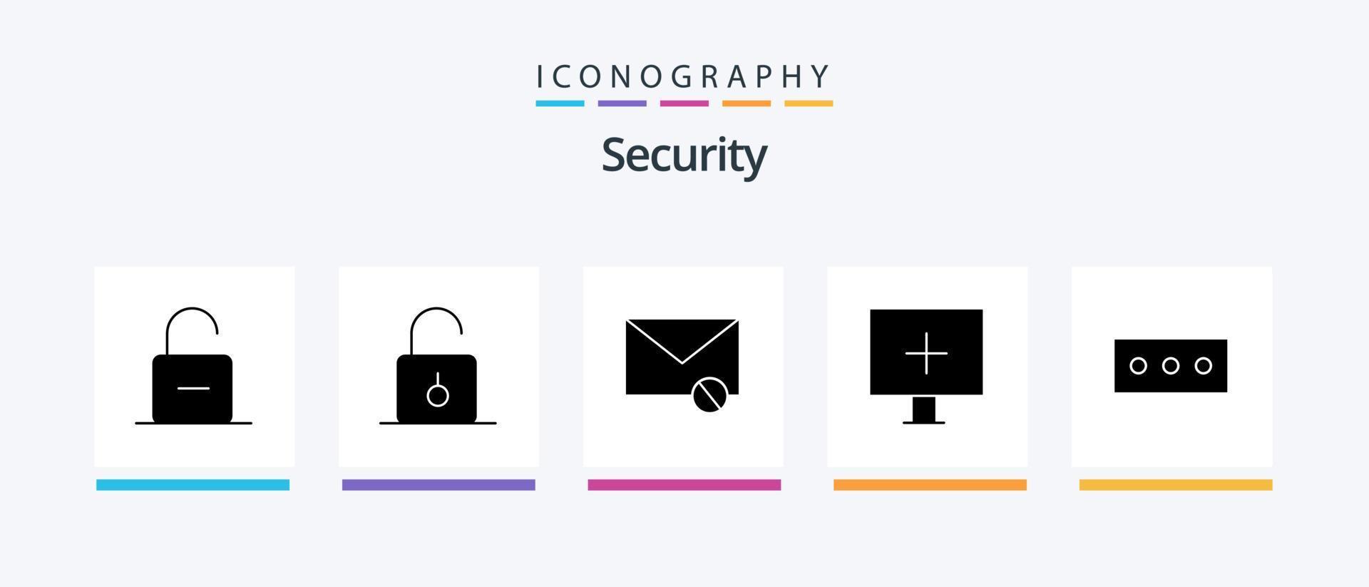 Security Glyph 5 Icon Pack Including . security. sms. password. virus. Creative Icons Design vector