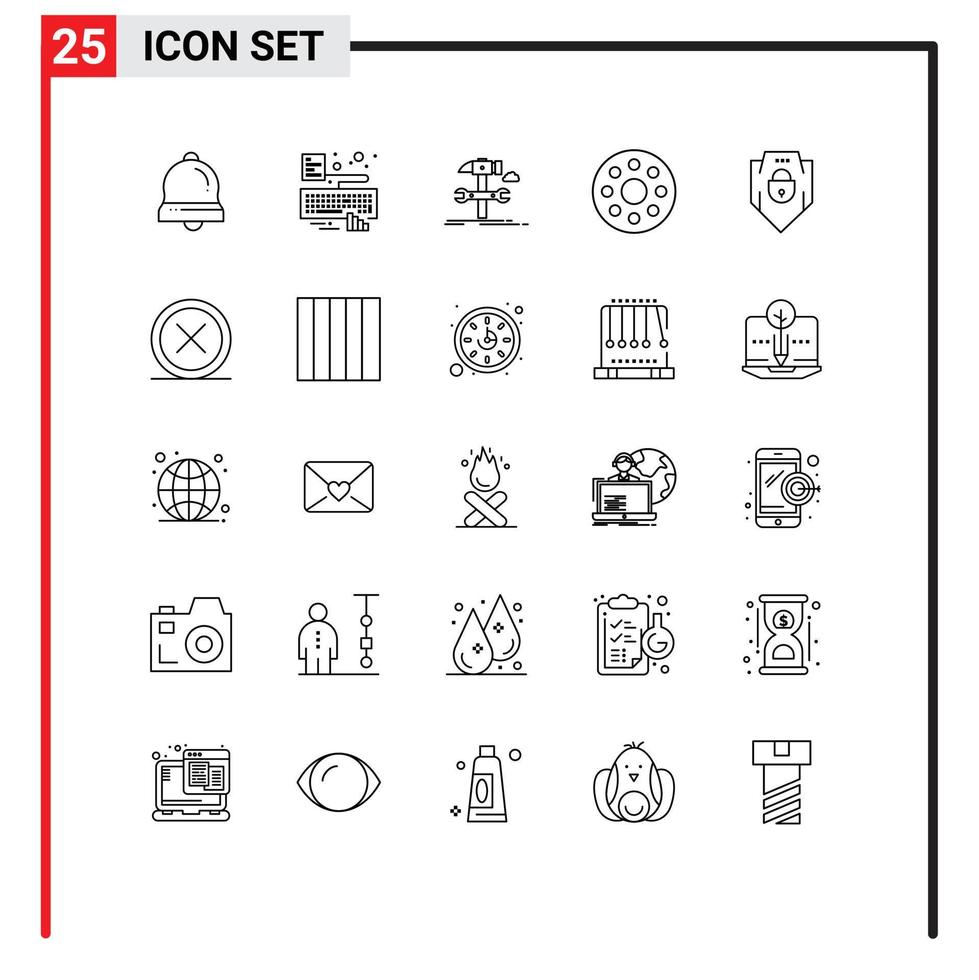 Modern Set of 25 Lines and symbols such as password monitor build infrared service Editable Vector Design Elements