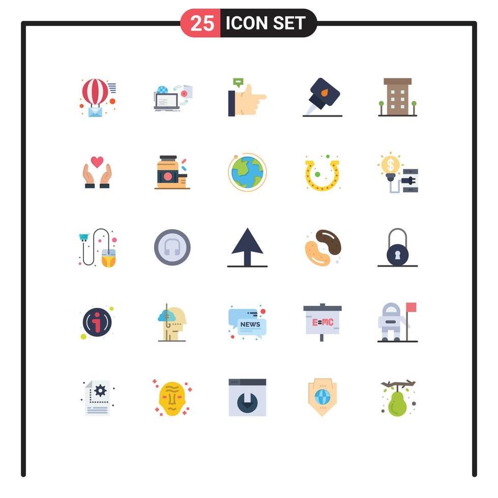25 Creative Icons Modern Signs and Symbols of shop front buildings publishing oil engine Editable Vector Design Elements