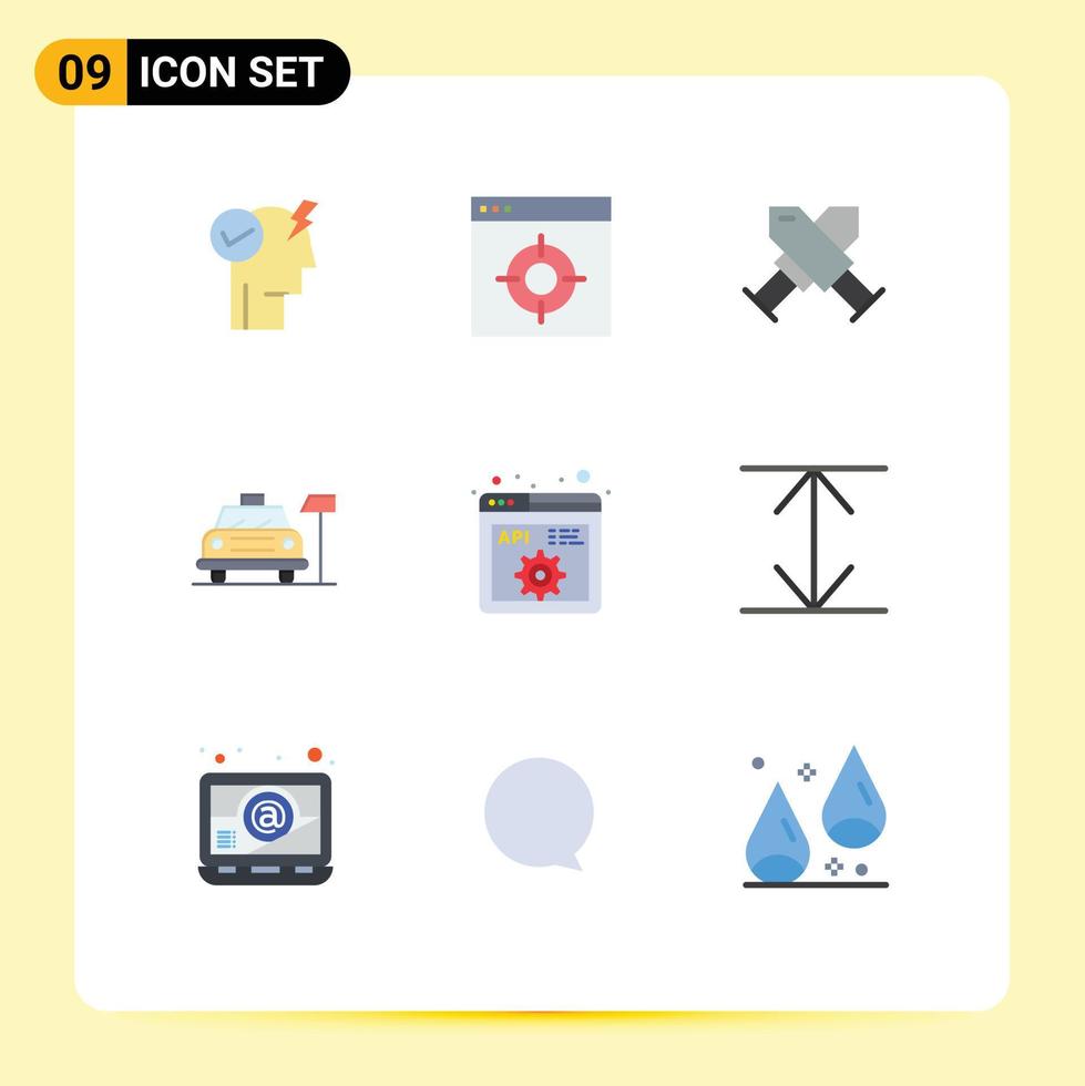 9 Universal Flat Colors Set for Web and Mobile Applications code service achievement hotel car Editable Vector Design Elements