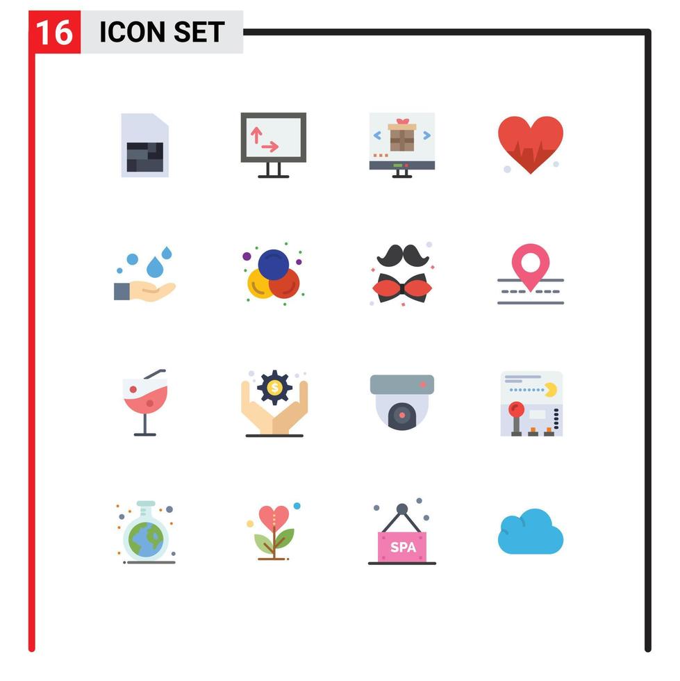 conjunto de 16 iconos modernos de la interfaz de usuario signos de símbolos para lavarse las manos limpieza de Internet corazón paquete editable de elementos de diseño de vectores creativos