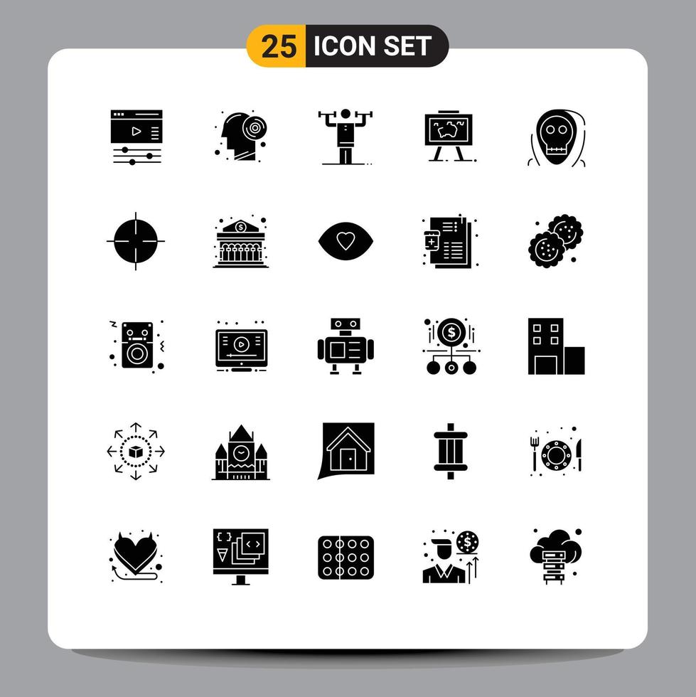 25 Thematic Vector Solid Glyphs and Editable Symbols of picture hang activity map strength Editable Vector Design Elements