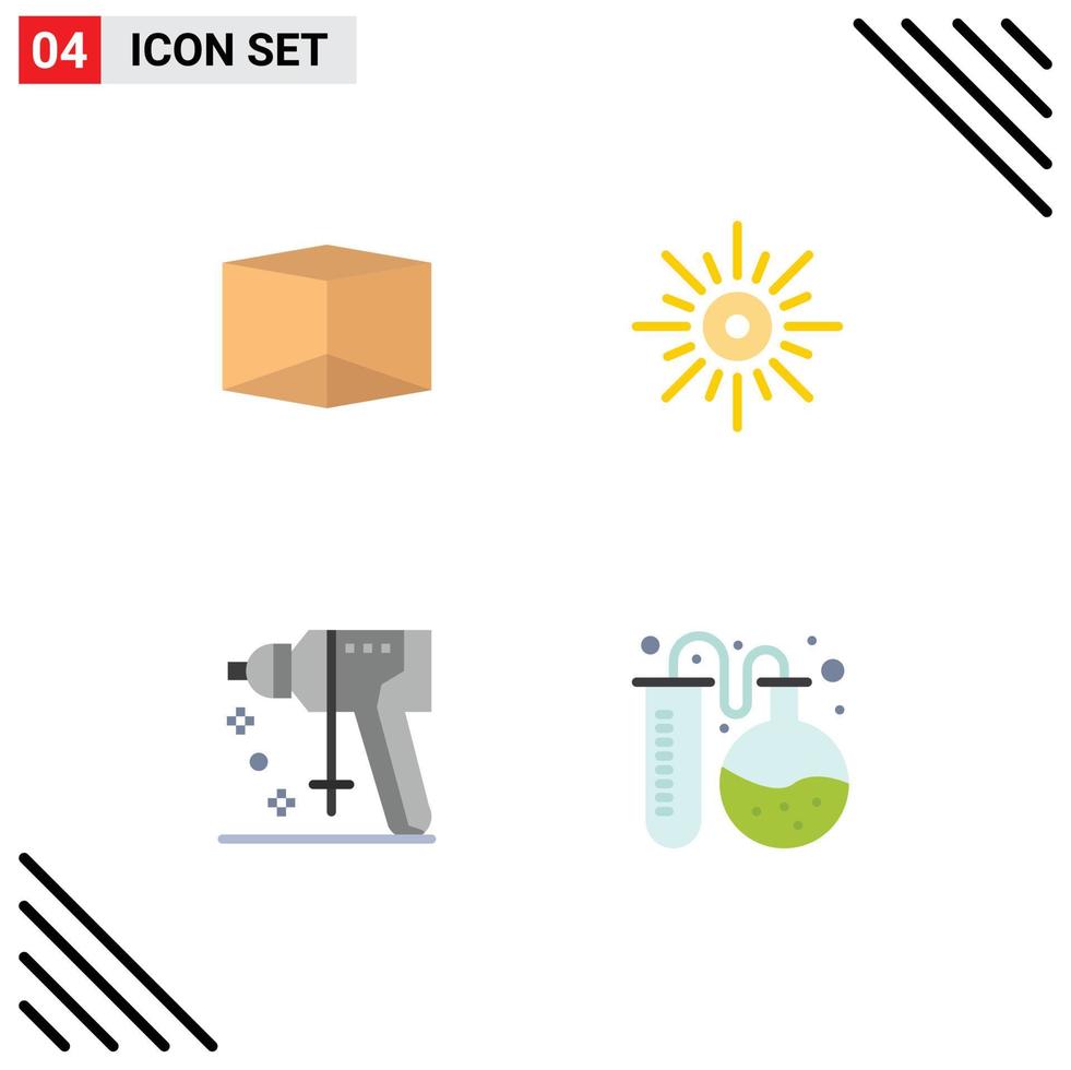 paquete de interfaz de usuario de 4 iconos planos básicos de box puncher light weather lab elementos de diseño vectorial editables vector