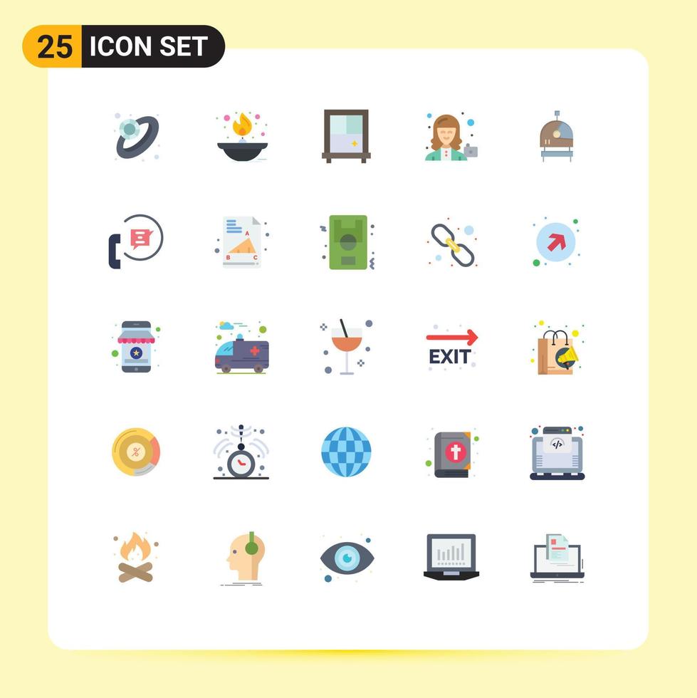 Pictogram Set of 25 Simple Flat Colors of communication helmet window astronaut profile Editable Vector Design Elements