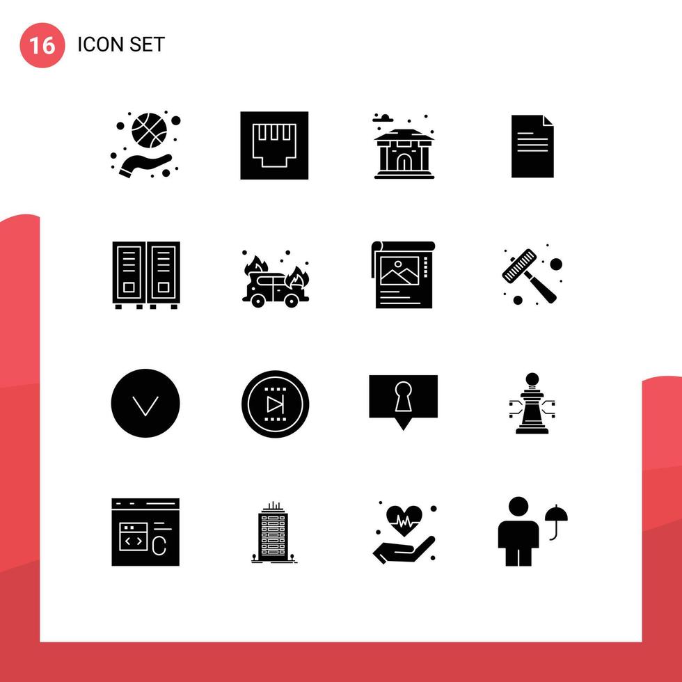 Modern Set of 16 Solid Glyphs and symbols such as reading library city education data Editable Vector Design Elements