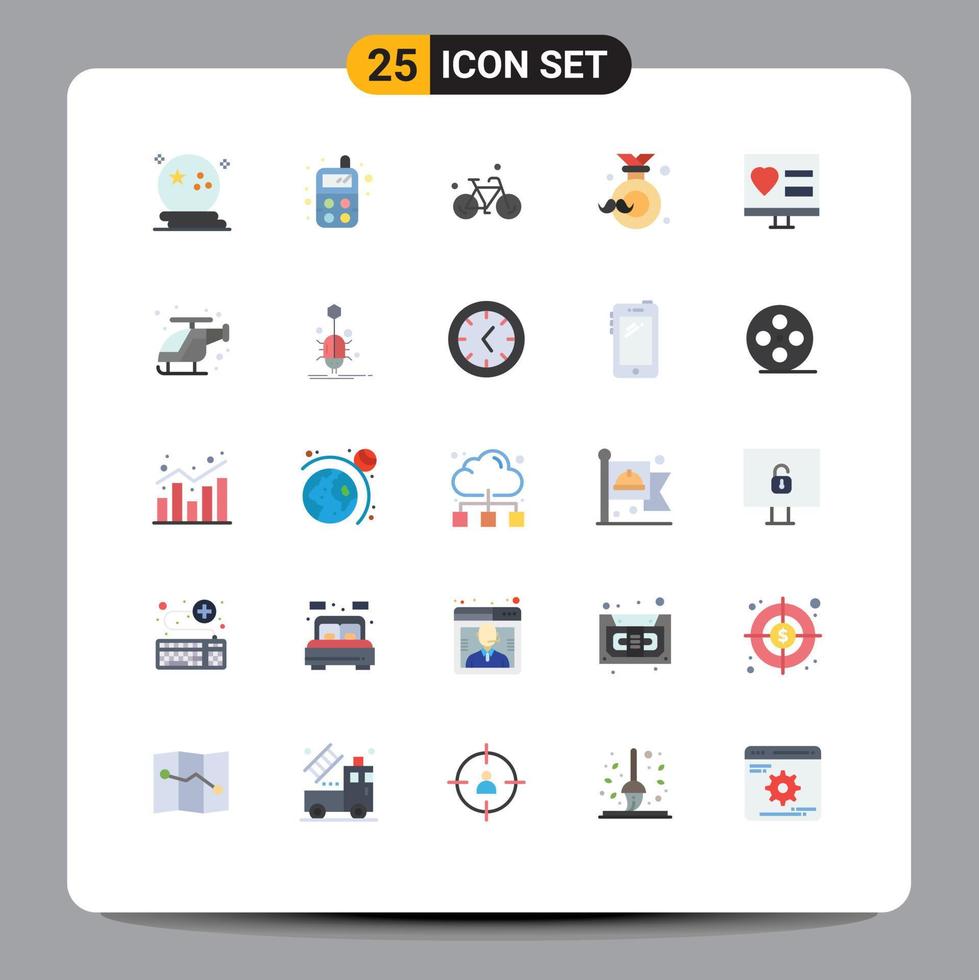 25 Thematic Vector Flat Colors and Editable Symbols of app fathers day bicycle father badge Editable Vector Design Elements