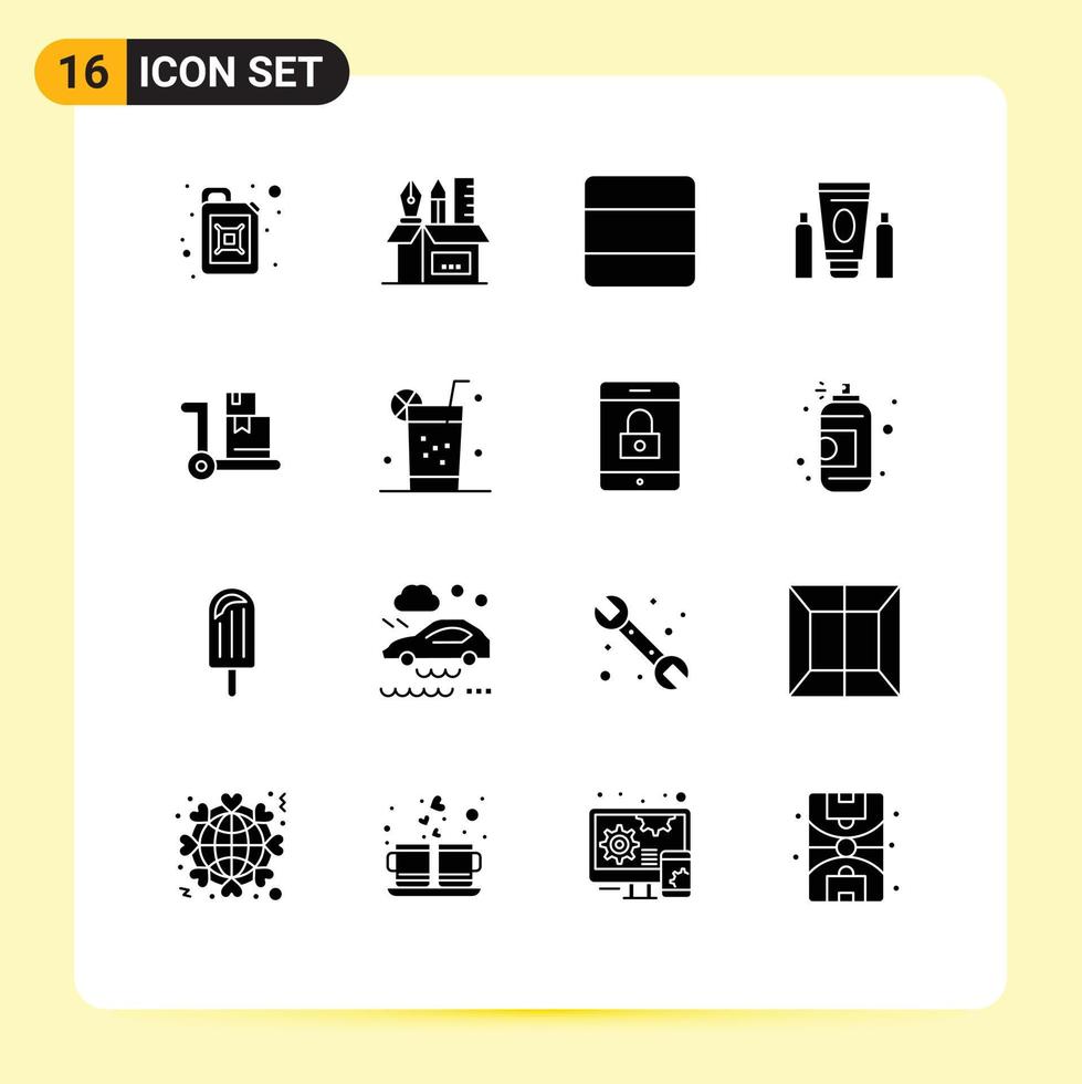 Set of 16 Modern UI Icons Symbols Signs for ecommerce healthcare grid medical sport Editable Vector Design Elements