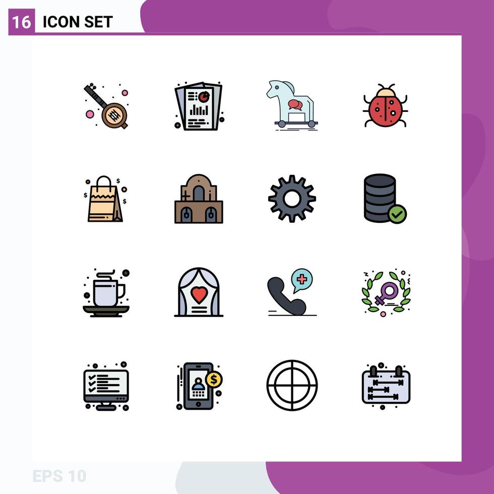 16 Creative Icons Modern Signs and Symbols of nature insect seo report cute trojan Editable Creative Vector Design Elements