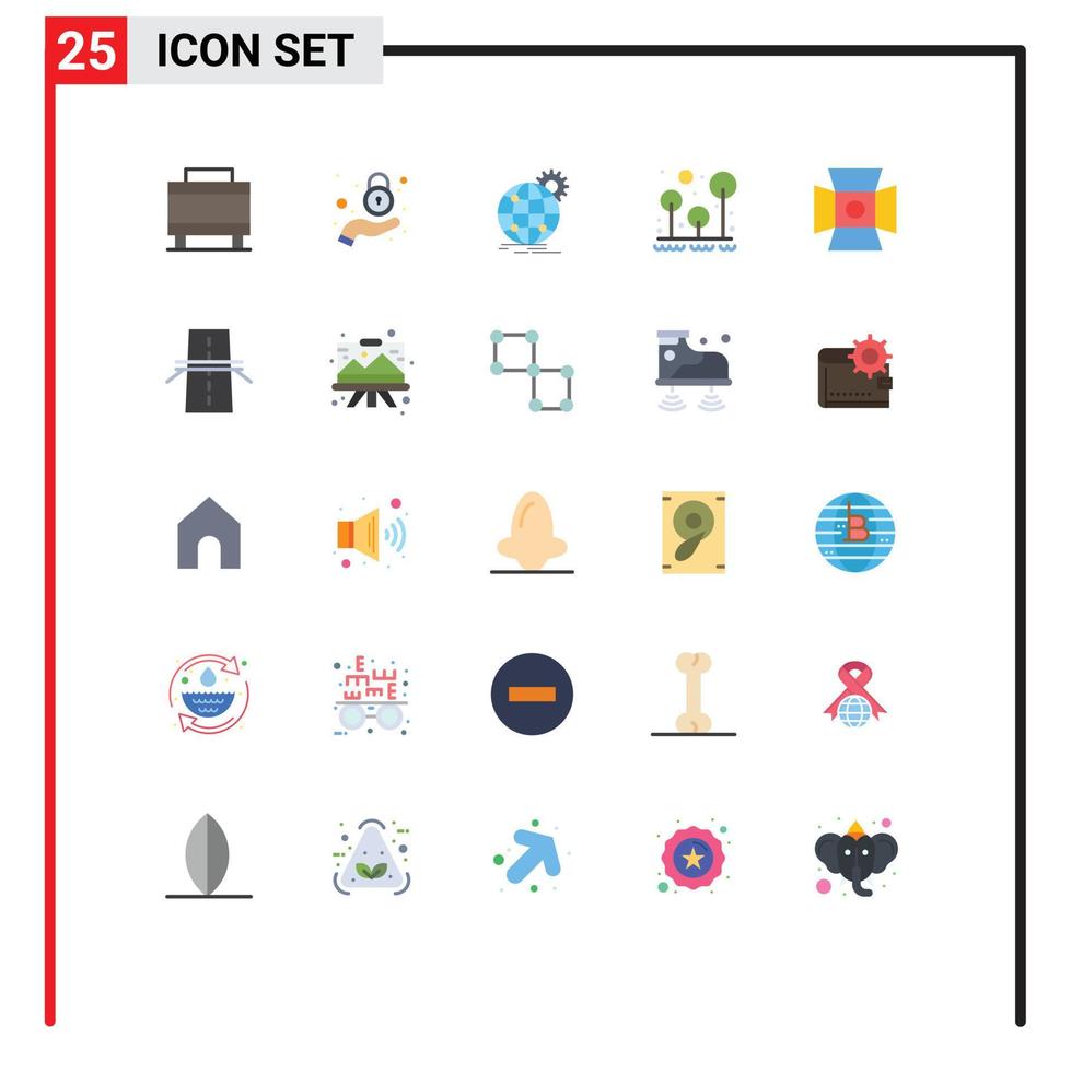 Pictogram Set of 25 Simple Flat Colors of light survival business outdoor camping Editable Vector Design Elements