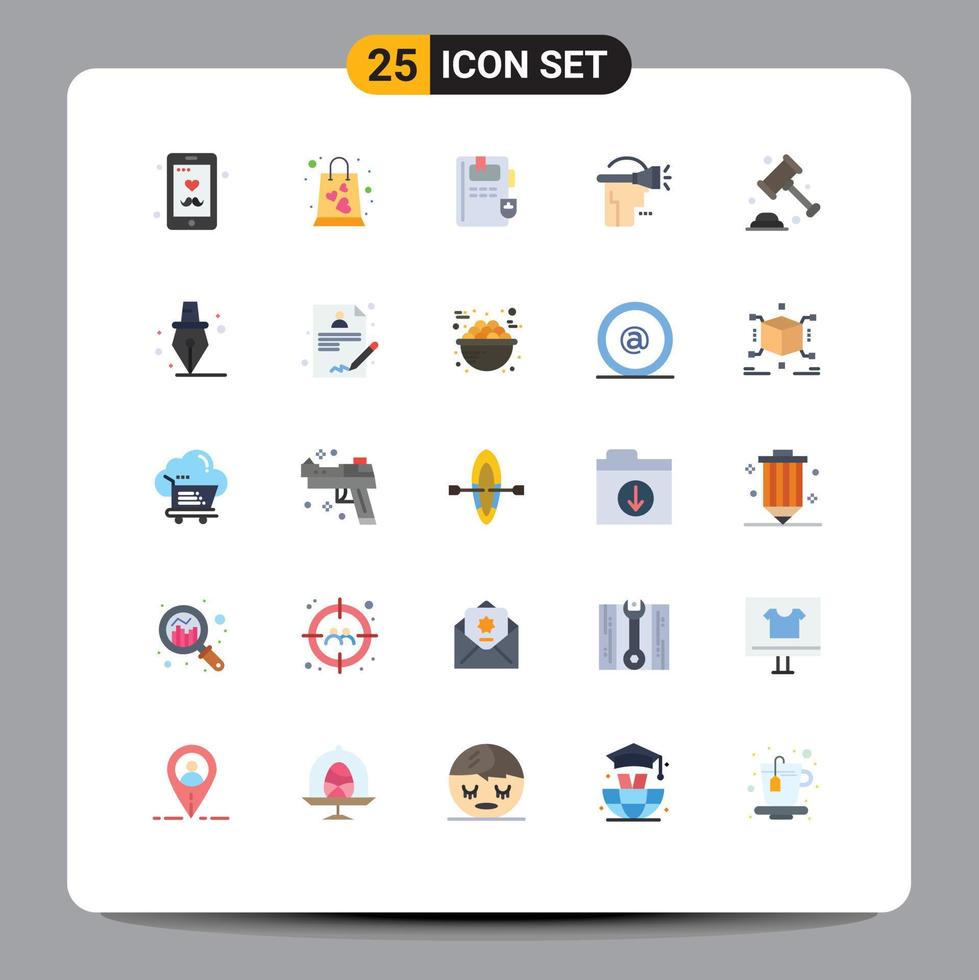 25 Universal Flat Colors Set for Web and Mobile Applications security insurance book virtual reality human Editable Vector Design Elements
