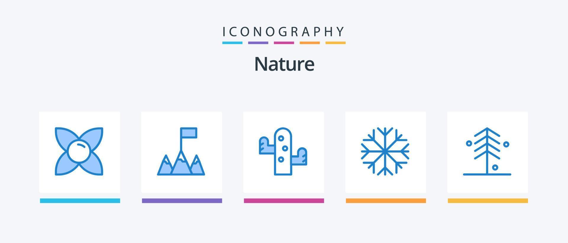 Paquete de 5 íconos de naturaleza azul que incluye . naturaleza. naturaleza. jardín. clima. diseño de iconos creativos vector