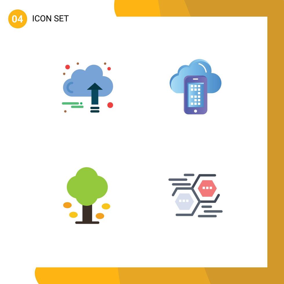 Flat Icon Pack of 4 Universal Symbols of grow environment growth computing green Editable Vector Design Elements