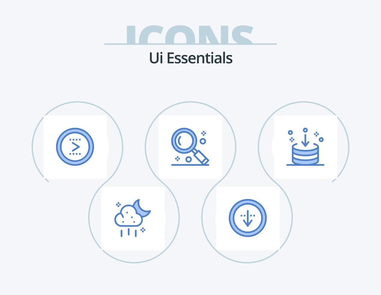 Ui Essentials Blue Icon Pack 5 Icon Design. import. down. right. direction. search vector