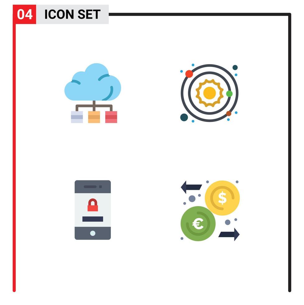 paquete de iconos vectoriales de stock de 4 signos y símbolos de línea para tecnología de protección en la nube elementos de diseño vectorial editables de tecnología estrella vector