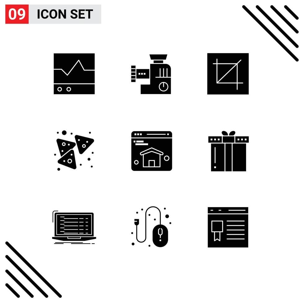 Stock Vector Icon Pack of 9 Line Signs and Symbols for snack food mix chips layout Editable Vector Design Elements