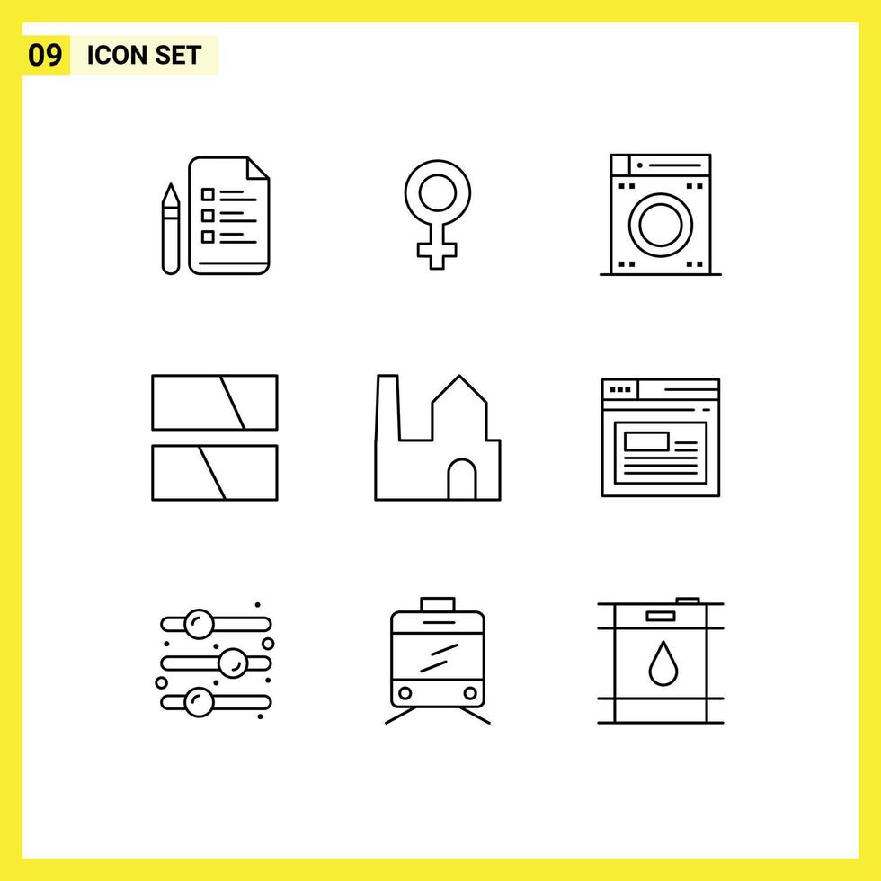 9 Outline concept for Websites Mobile and Apps industry factory chimney machine factory image Editable Vector Design Elements