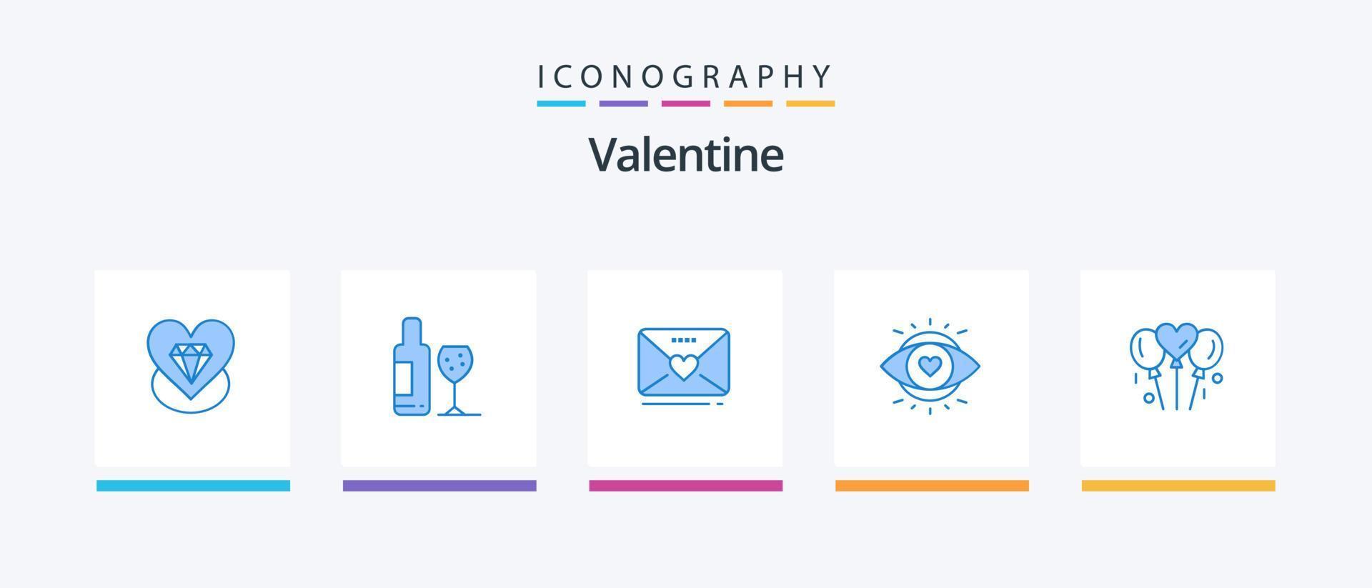 paquete de íconos de san valentín azul 5 que incluye amor. luz. SMS. educación. ojo. diseño de iconos creativos vector