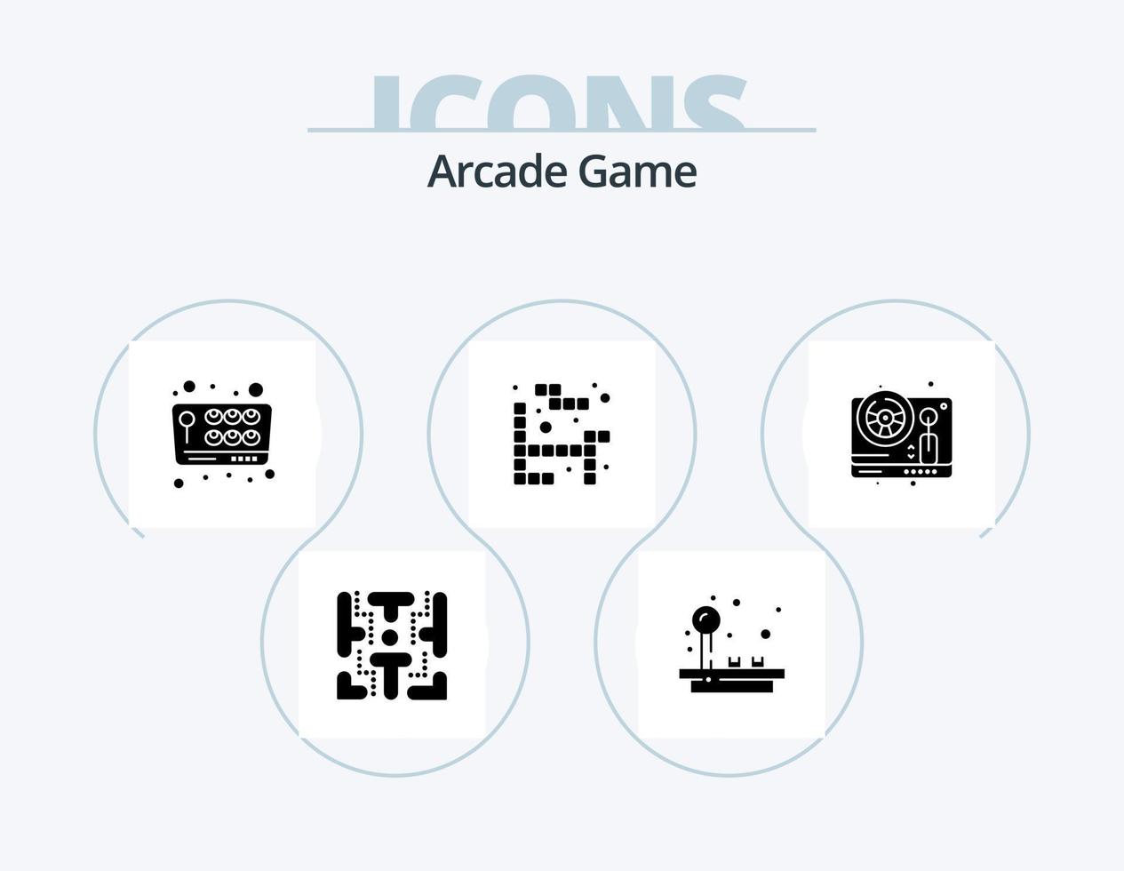 Arcade Glyph Icon Pack 5 Icon Design. game. steering. joystick. play. tetris vector