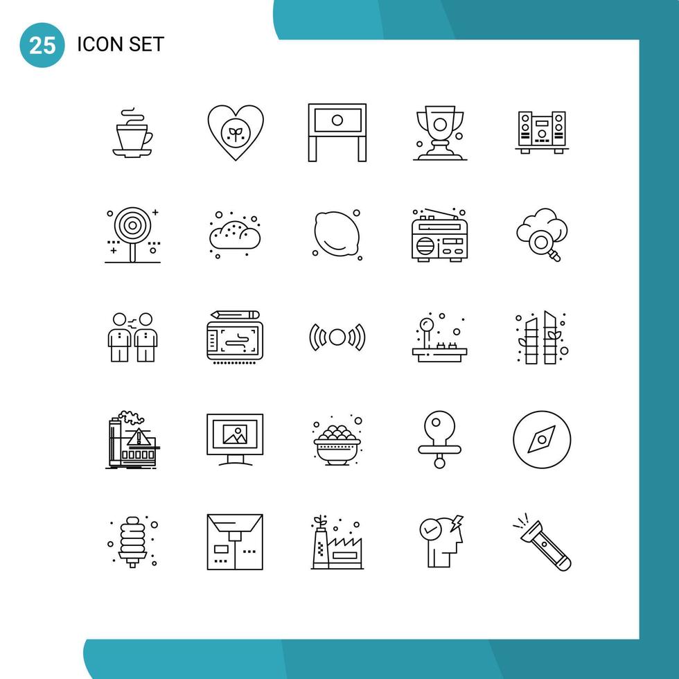 25 Creative Icons Modern Signs and Symbols of trophy cup like achievement interior Editable Vector Design Elements