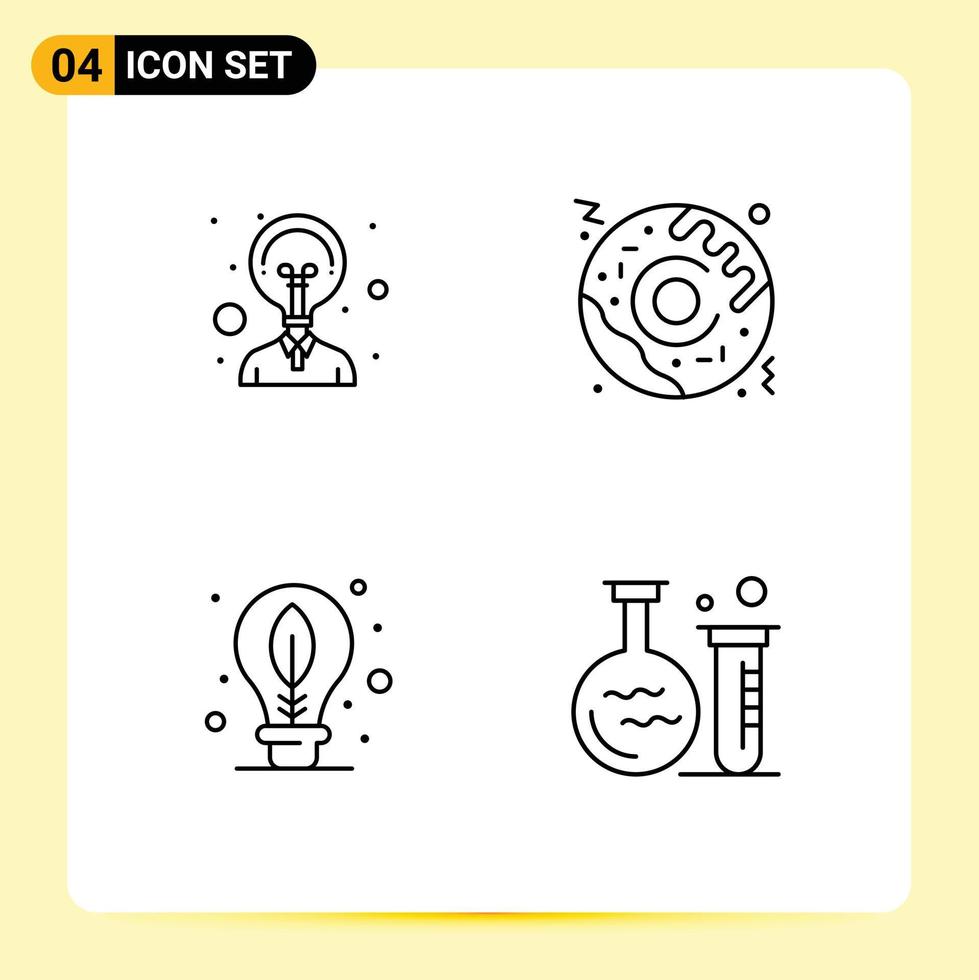 Pictogram Set of 4 Simple Filledline Flat Colors of creativity leaf pizza earth flask Editable Vector Design Elements