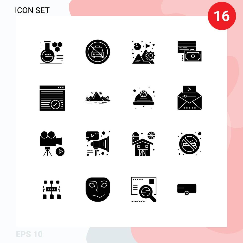 paquete de iconos de vector de stock de 16 signos y símbolos de línea para elementos de diseño de vector editables de crecimiento de tarjeta de barra de crédito de dinero