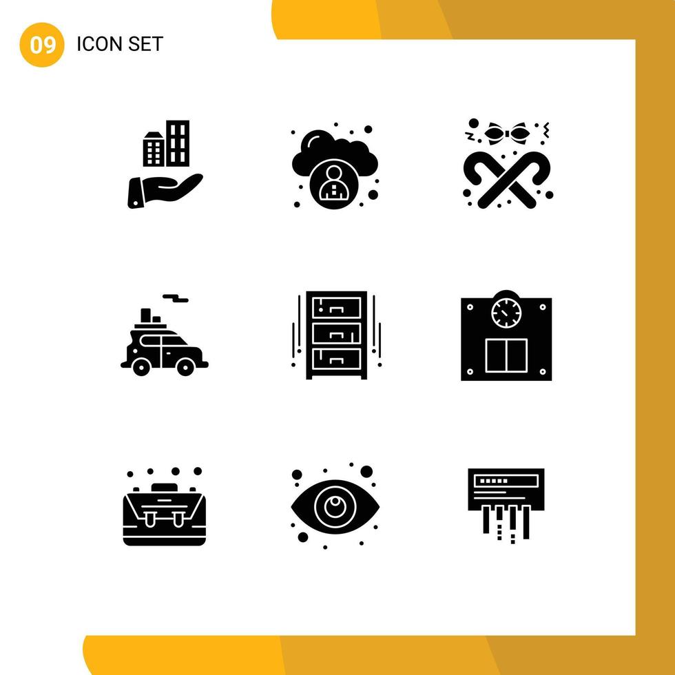 Stock Vector Icon Pack of 9 Line Signs and Symbols for furniture vehicle style transport auto Editable Vector Design Elements