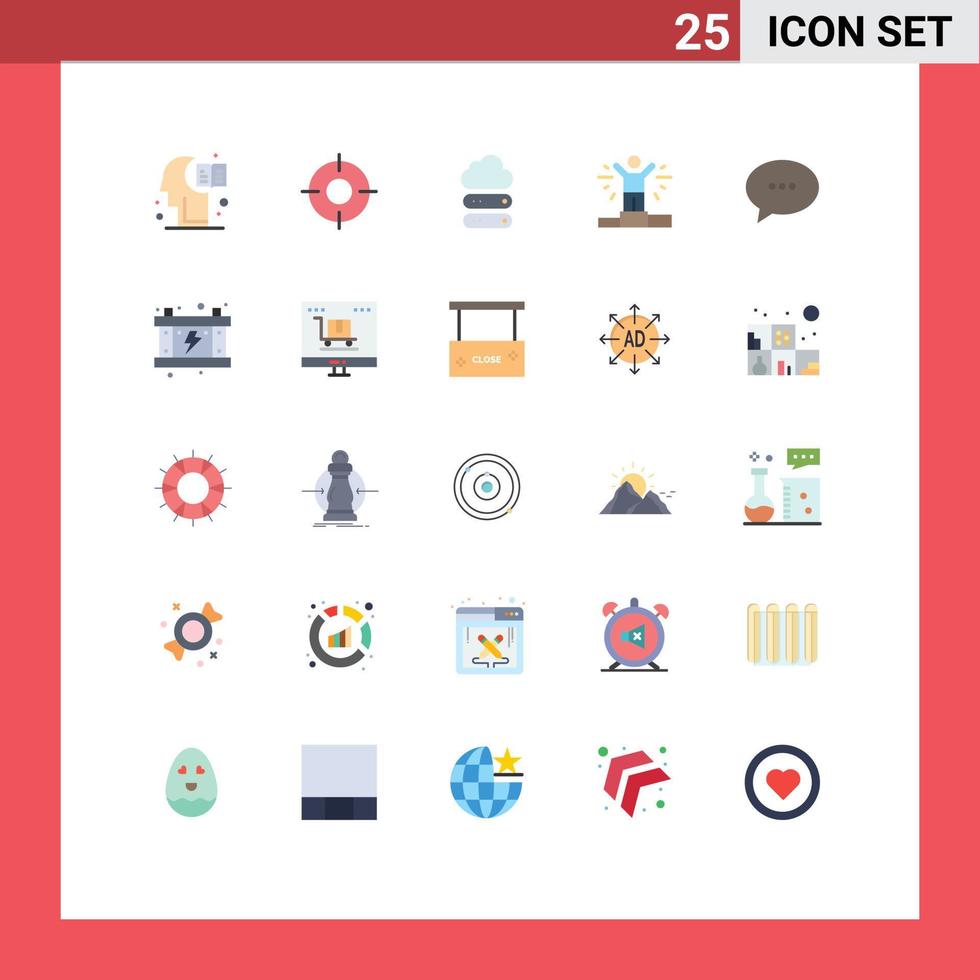 Mobile Interface Flat Color Set of 25 Pictograms of conversation person ux man storage Editable Vector Design Elements