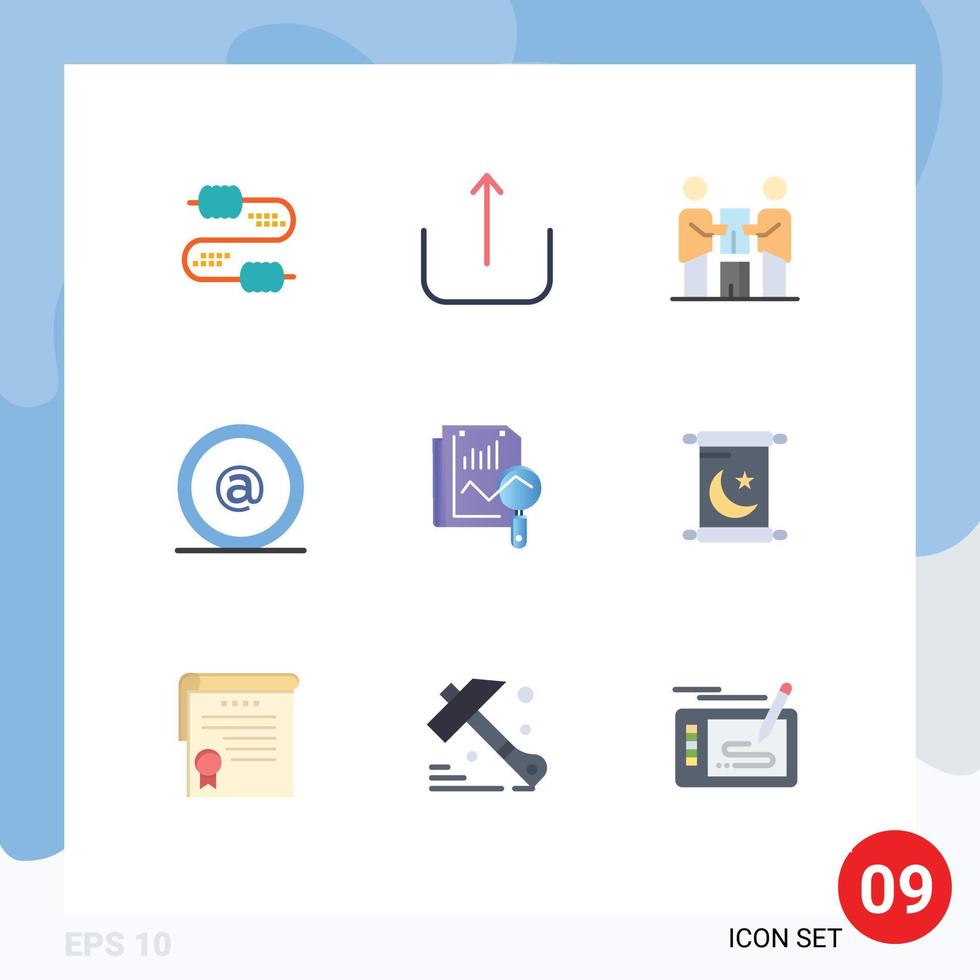 Set of 9 Modern UI Icons Symbols Signs for static mail cooperation id address Editable Vector Design Elements