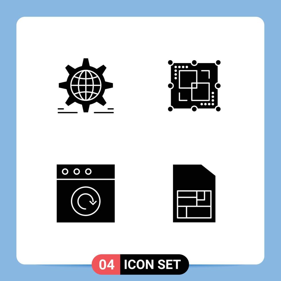 Group of Modern Solid Glyphs Set for setting app globe drawing reload Editable Vector Design Elements
